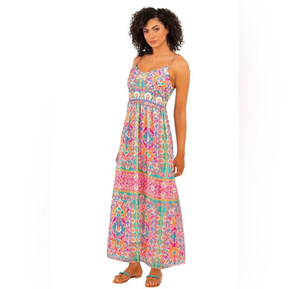 Gretchen Scott NWT Watteau Fiesta Maxi Turquoise Dress